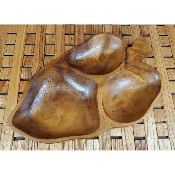 Large Wood Vintage Divided Leaf Tray - Picture 4 of 4